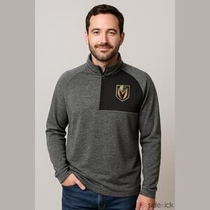 Fanatics NHL Vegas Golden Knights 1/4 Zip Marled Pullover Gray Medium